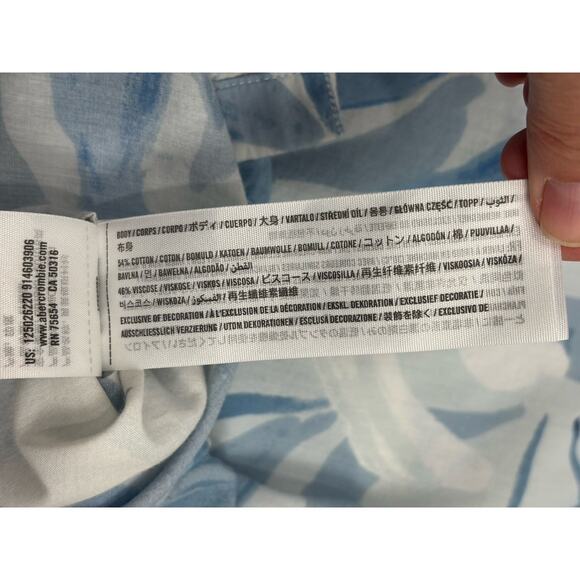 Abercrombie & Fitch Shirt Mens M Blue Relaxed Short Sleeve Button Up Leaf *spot* - Picture 6 of 7